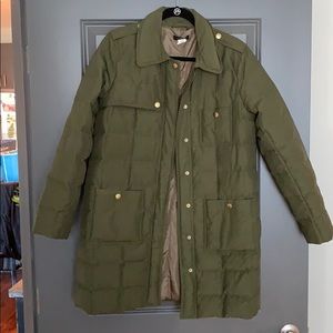 J.Crew army green puffer coat